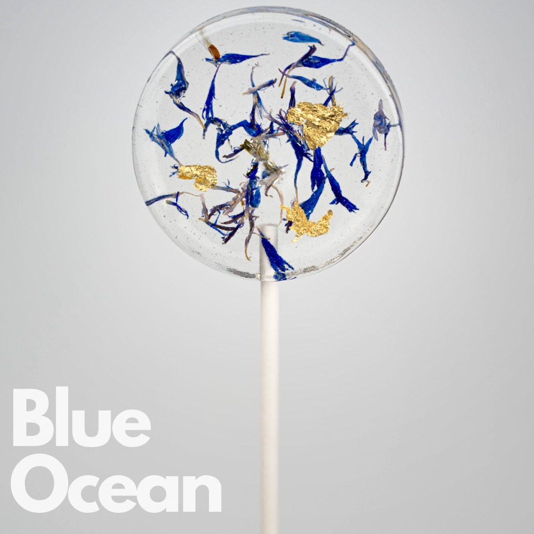 Bloempopjes "Blue Ocean" met bladgoud