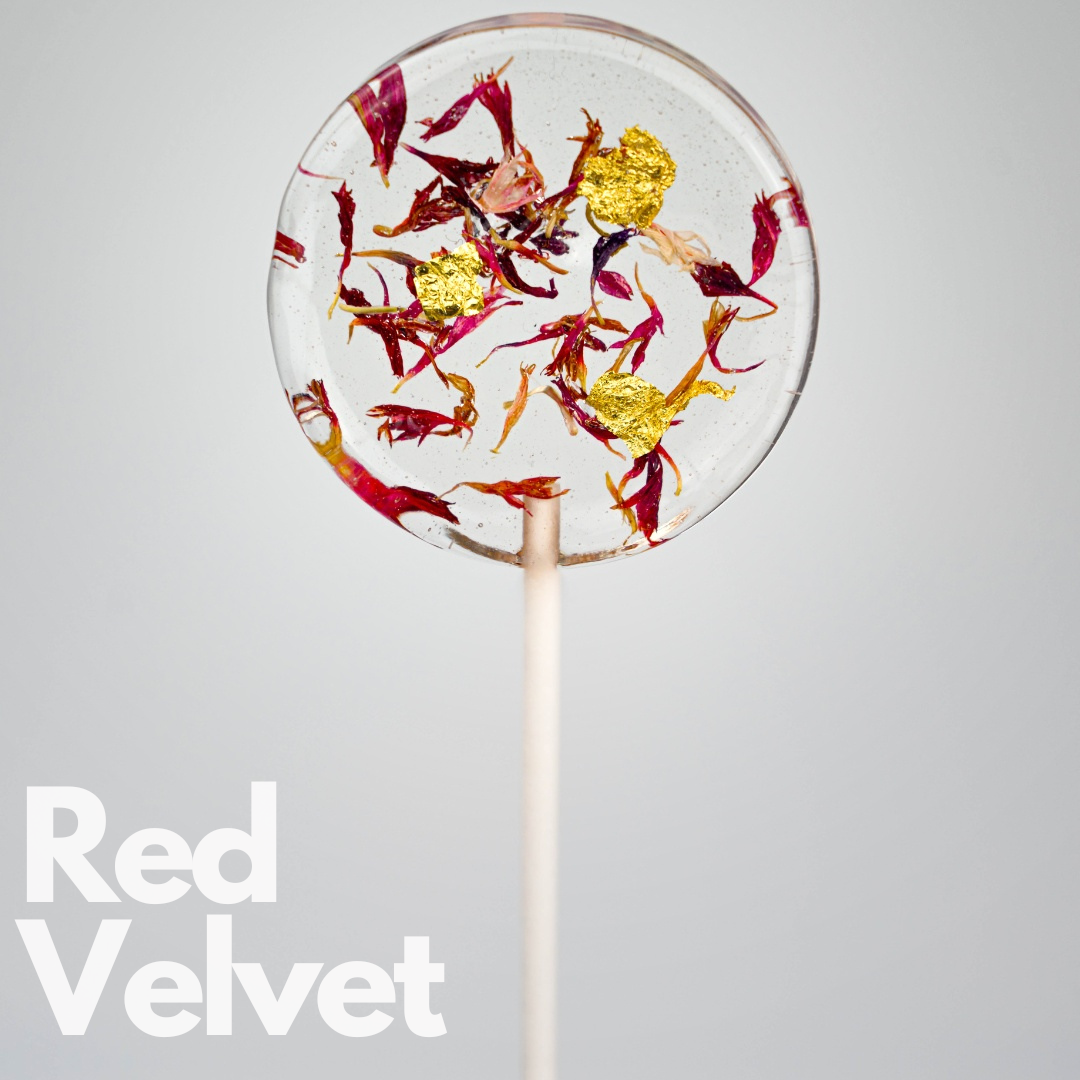Bloemenpops "Red Velvet" met bladgoud