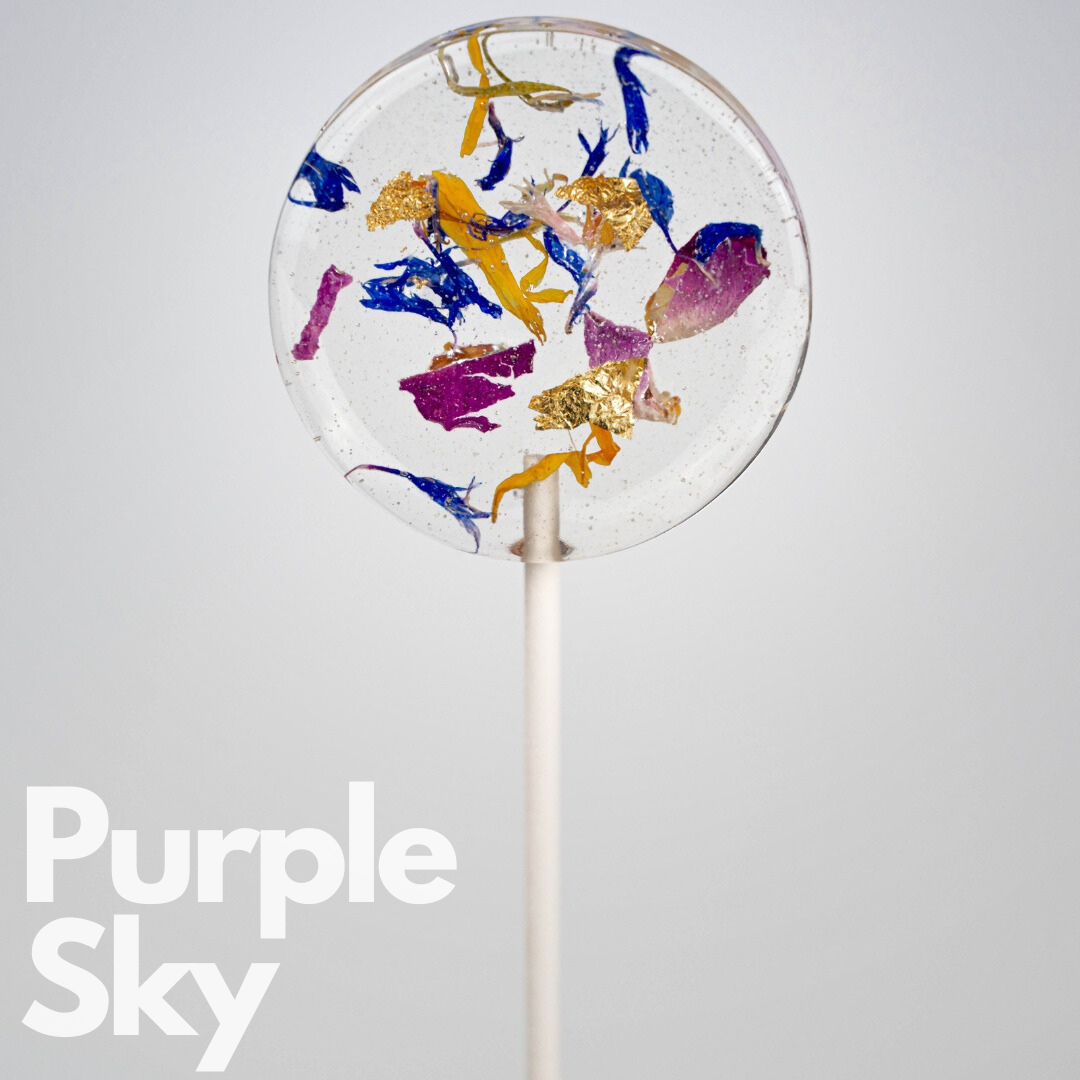 Bloempops "Purple Sky" met bladgoud