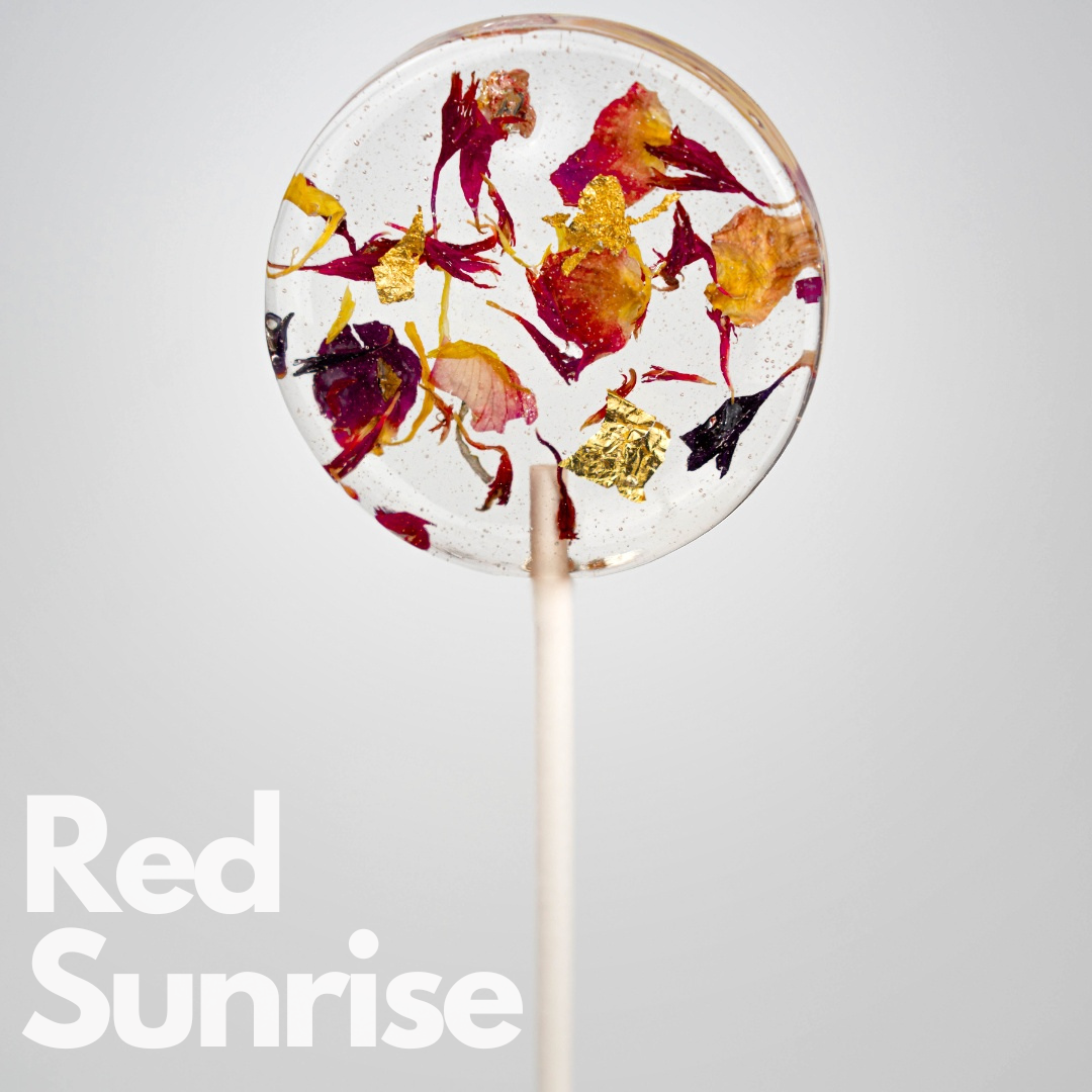 Flowerpops "Red Sunrise" with gold leaf