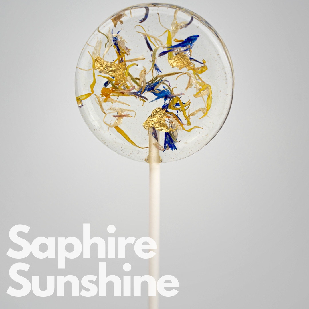 Bloemenpops "Saphire Sunshine" met bladgoud